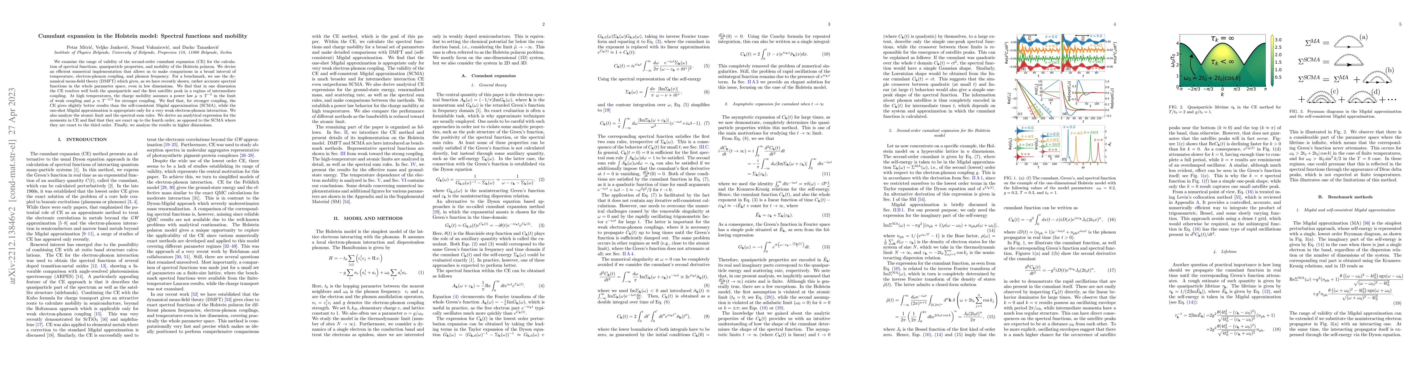 Thumbnail for Cumulant expansion in the Holstein model: Spectral functions and
  mobility