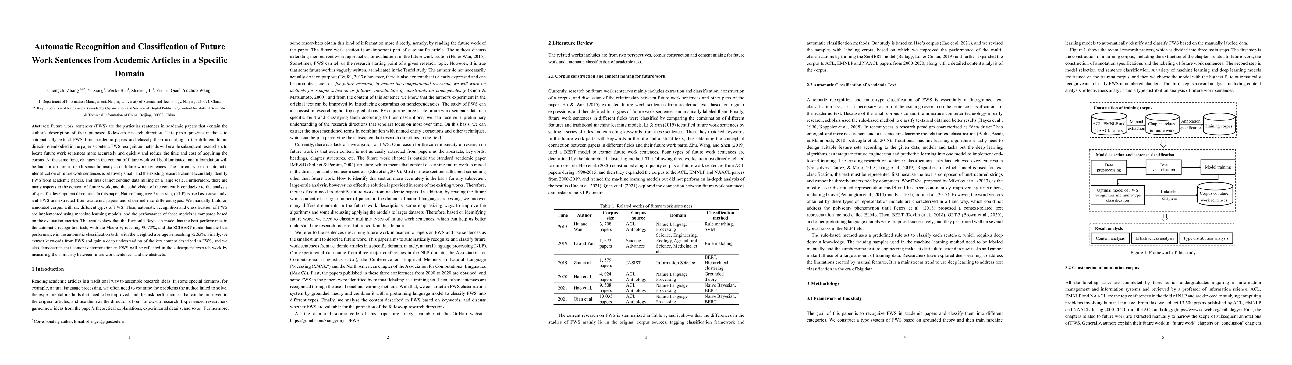 Thumbnail for Automatic Recognition and Classification of Future Work Sentences from
  Academic Articles in a Specific Domain