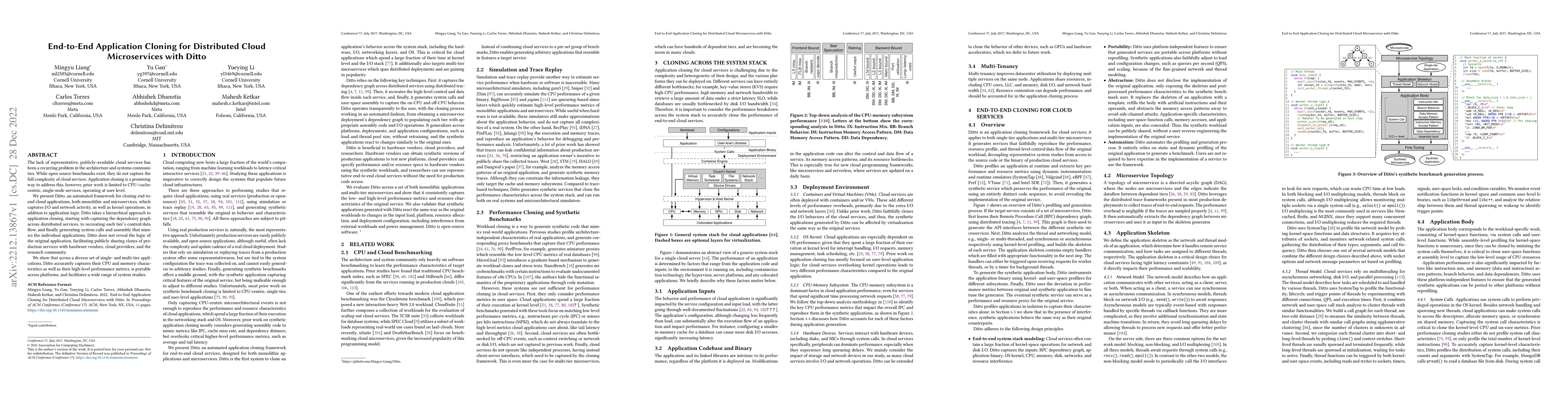 Thumbnail for End-to-End Application Cloning for Distributed Cloud Microservices with
  Ditto