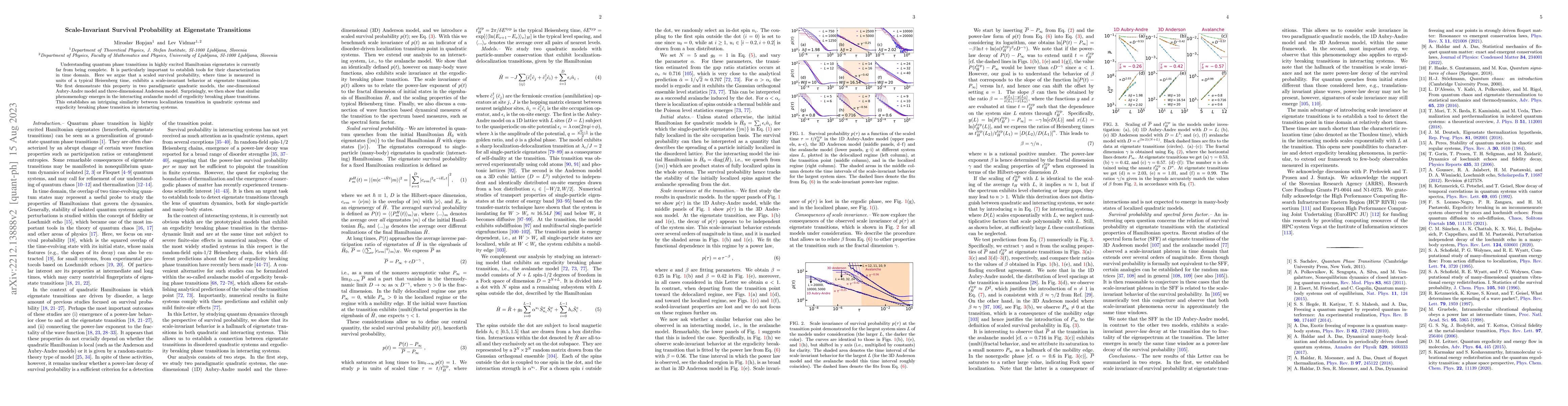Thumbnail for Scale-Invariant Survival Probability at Eigenstate Transitions