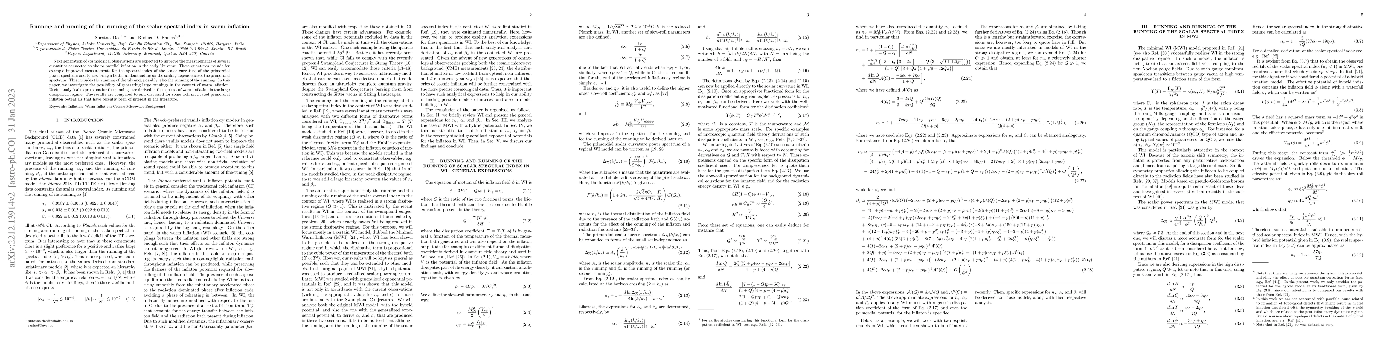 Thumbnail for Running and running of the running of the scalar spectral index in warm
  inflation