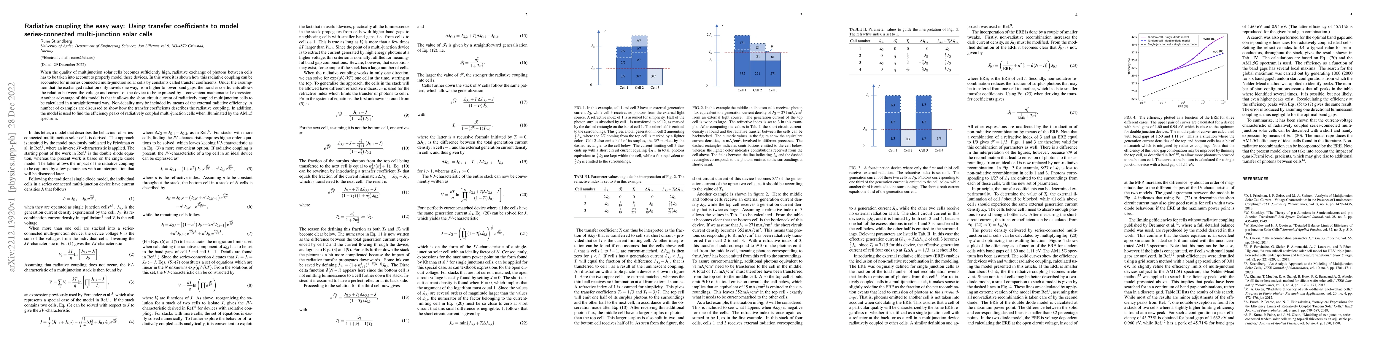 Thumbnail for Radiative coupling the easy way: Using transfer coefficients to model
  series-connected multi-junction solar cells