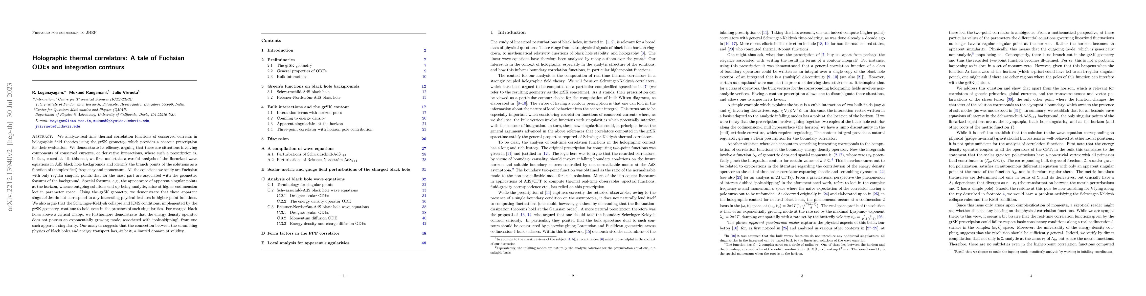 Thumbnail for Holographic thermal correlators: A tale of Fuchsian ODEs and integration
  contours