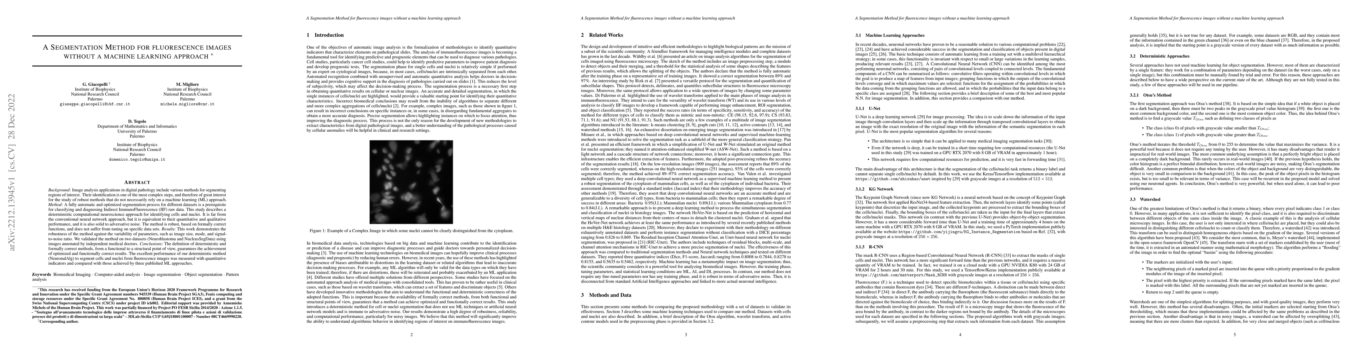 Thumbnail for A Segmentation Method for fluorescence images without a machine learning
  approach