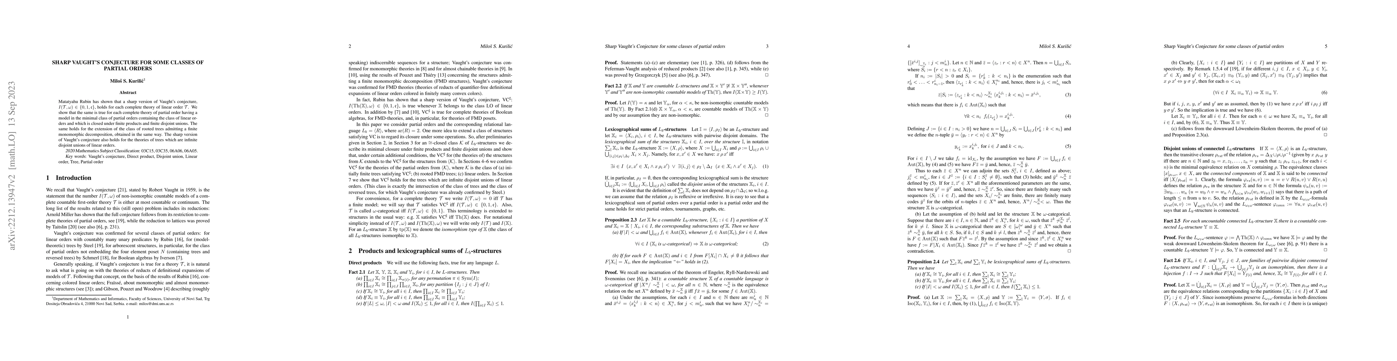 Thumbnail for Sharp Vaught's Conjecture for Some Classes of Partial Orders