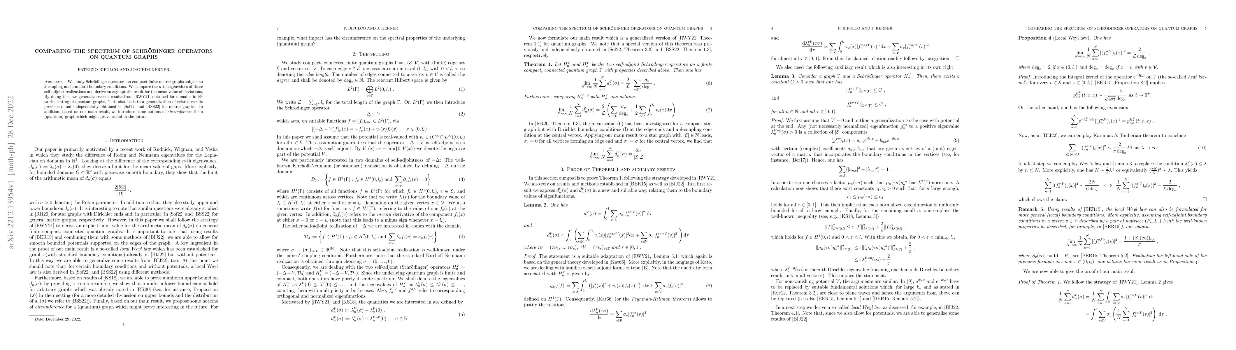 Thumbnail for Comparing the spectrum of Schr\"odinger operators on quantum graphs