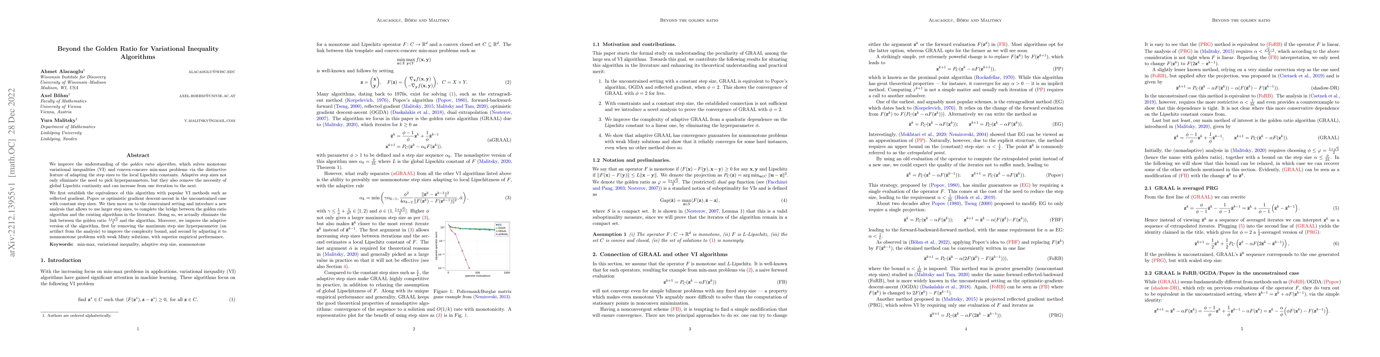 Thumbnail for Beyond the Golden Ratio for Variational Inequality Algorithms