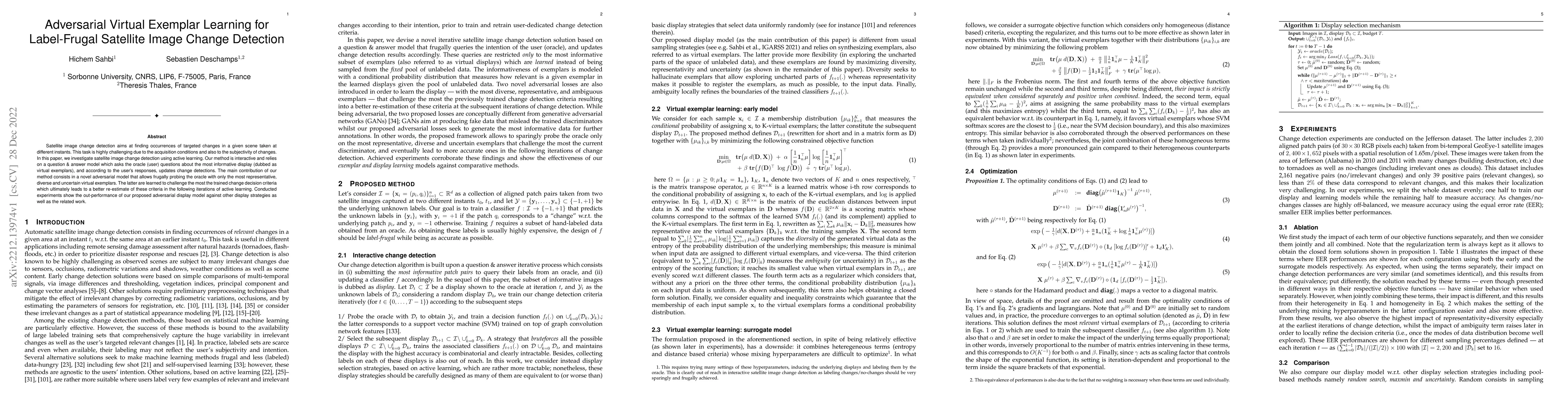 Thumbnail for Adversarial Virtual Exemplar Learning for Label-Frugal Satellite Image
  Change Detection