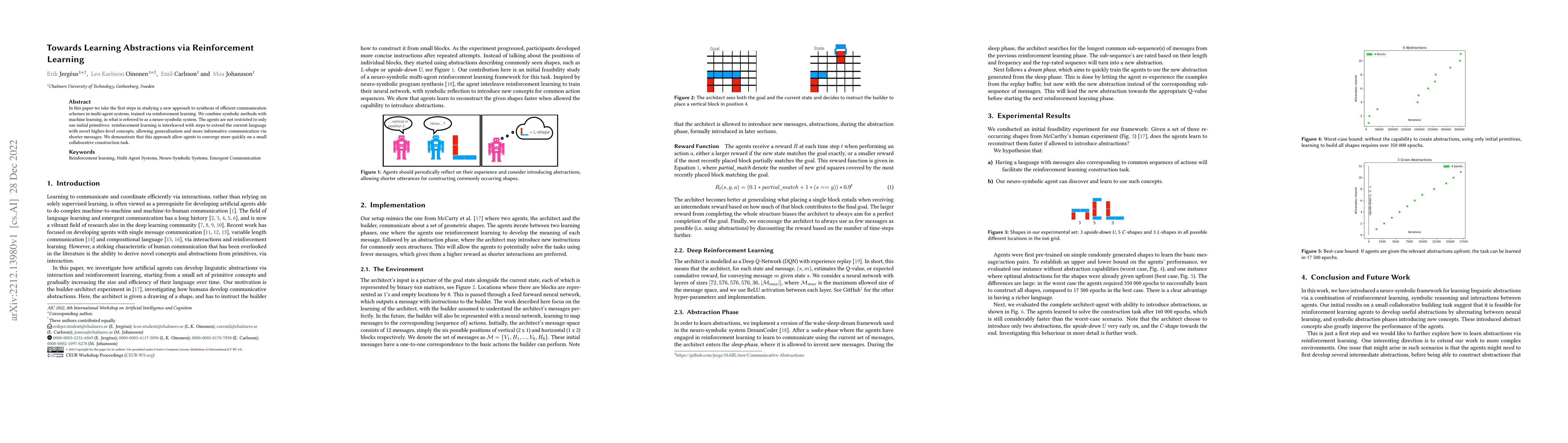 Thumbnail for Towards Learning Abstractions via Reinforcement Learning