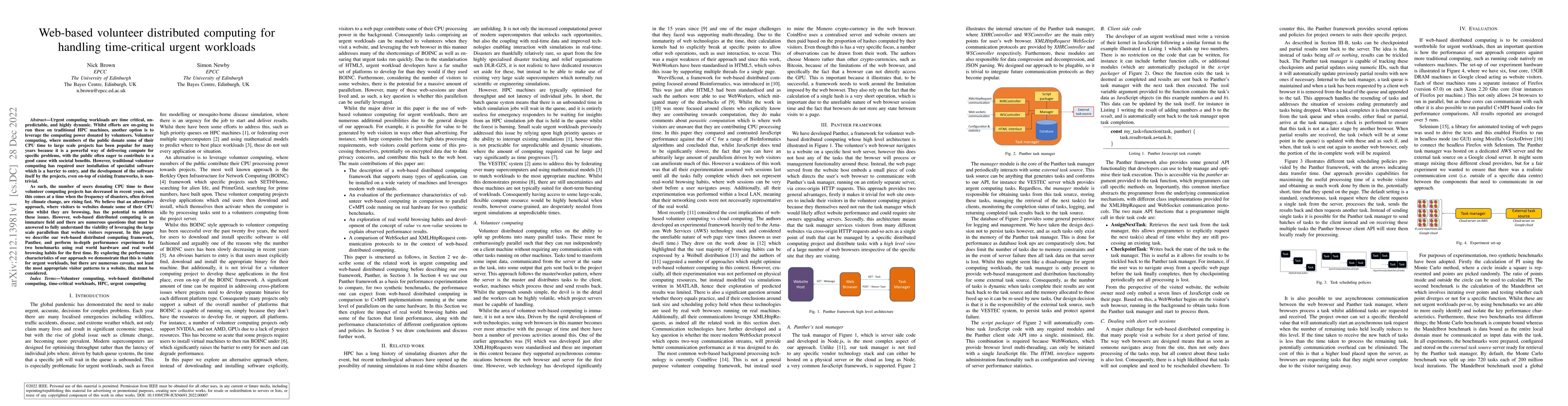 Thumbnail for Web-based volunteer distributed computing for handling time-critical
  urgent workloads