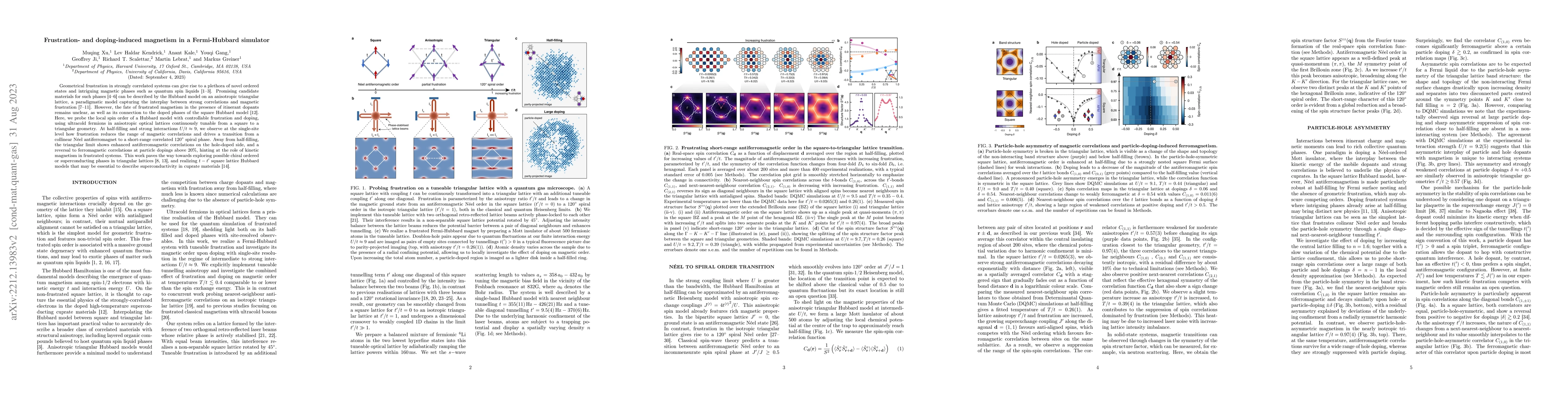 Thumbnail for Frustration- and doping-induced magnetism in a Fermi-Hubbard simulator