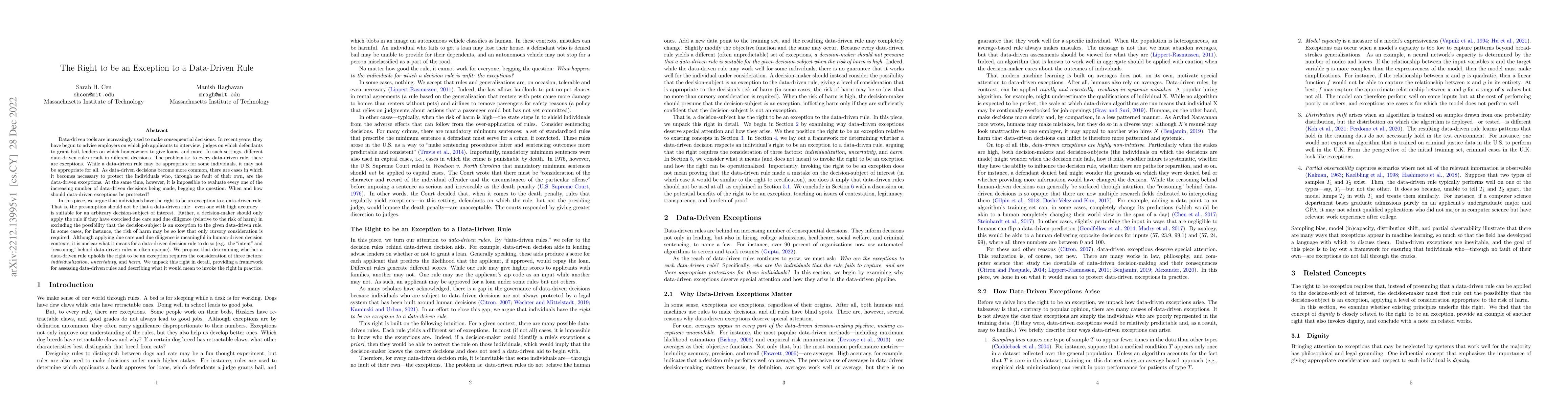 Thumbnail for The Right to be an Exception to a Data-Driven Rule