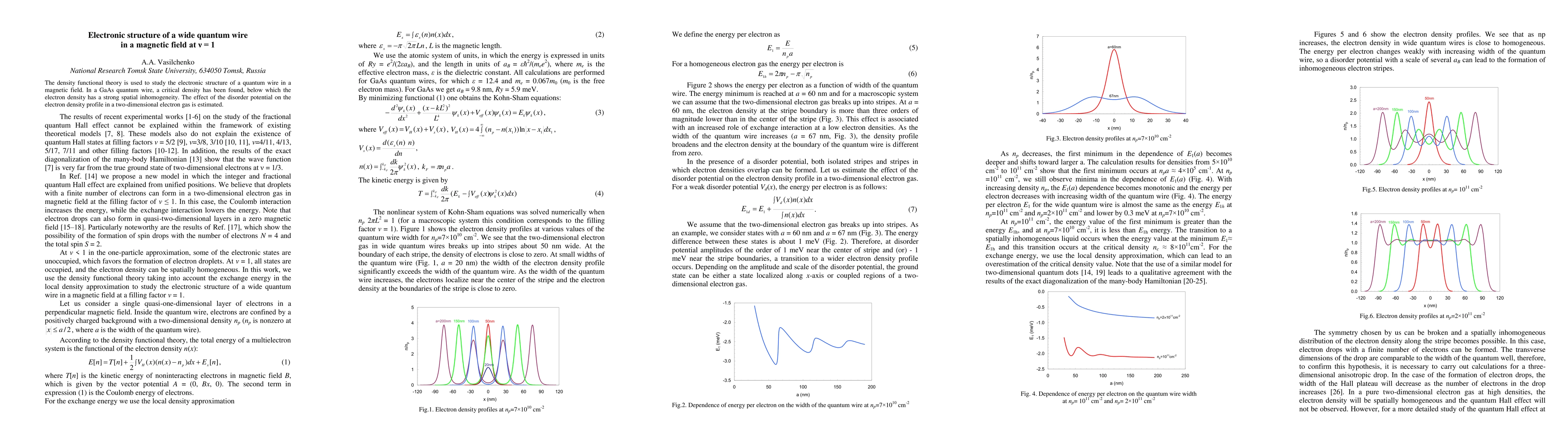 Thumbnail for Electronic structure of a wide quantum wire in a magnetic field at $\nu
  = 1$