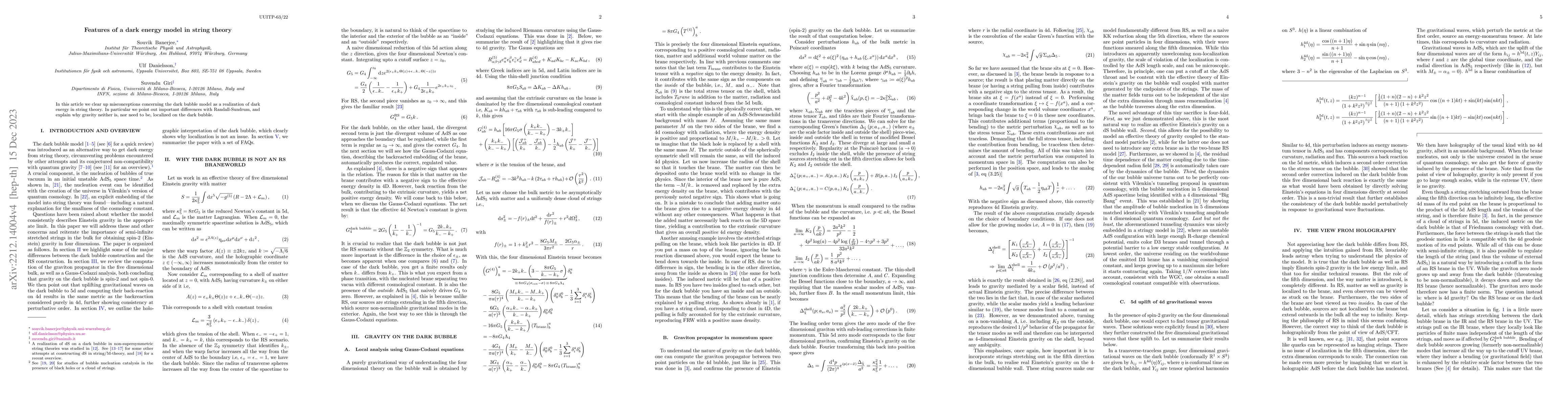 Thumbnail for Features of a dark energy model in string theory
