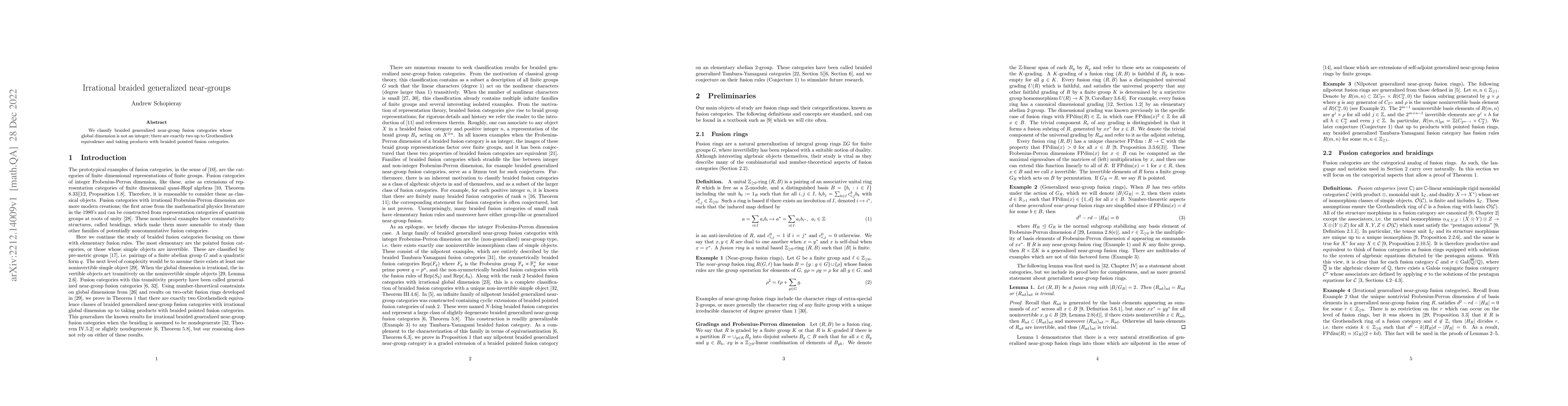 Thumbnail for Irrational braided generalized near-groups