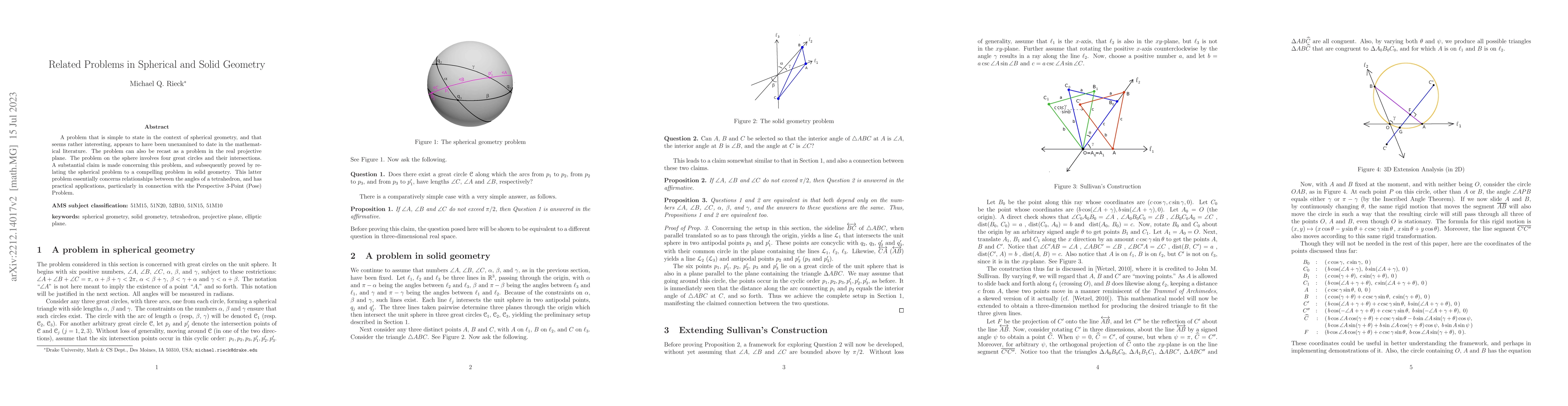Thumbnail for Related Problems in Spherical and Solid Geometry