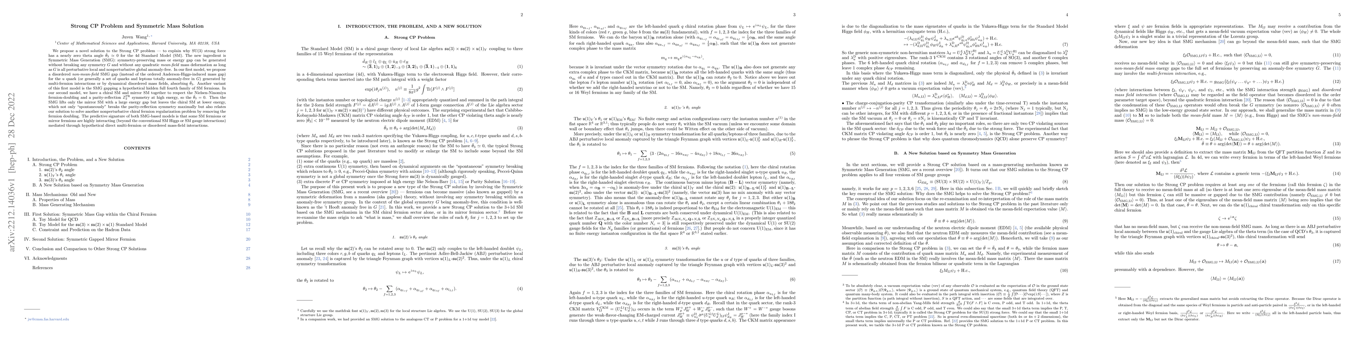 Thumbnail for Strong CP Problem and Symmetric Mass Solution