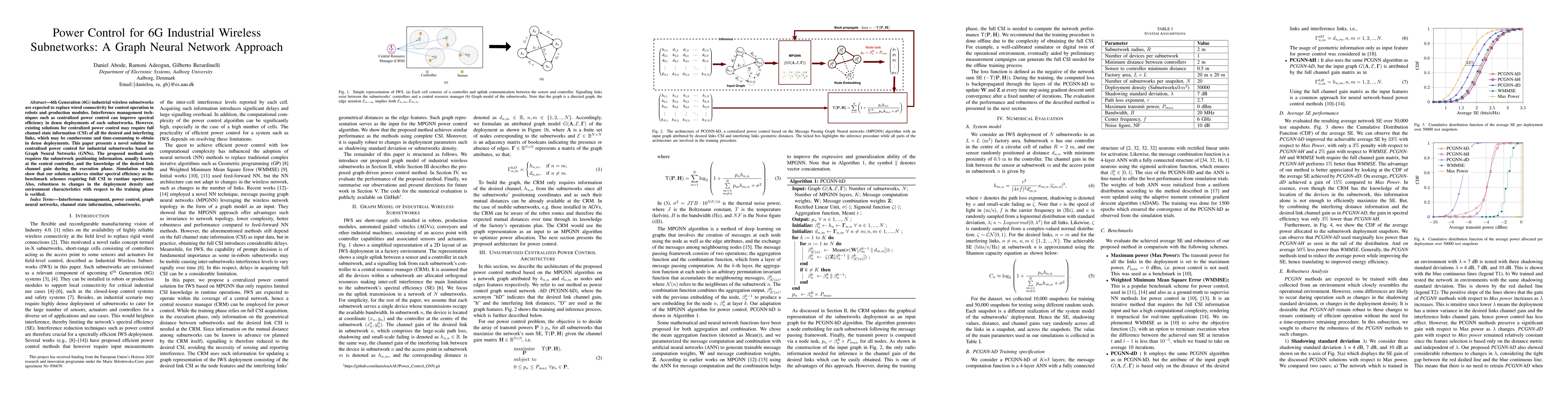 Thumbnail for Power Control for 6G Industrial Wireless Subnetworks: A Graph Neural
  Network Approach
