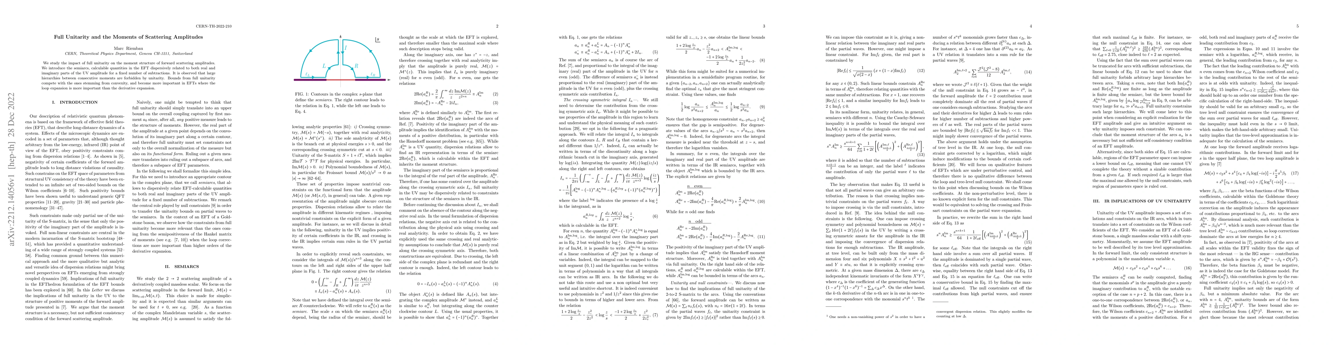 Thumbnail for Full Unitarity and the Moments of Scattering Amplitudes