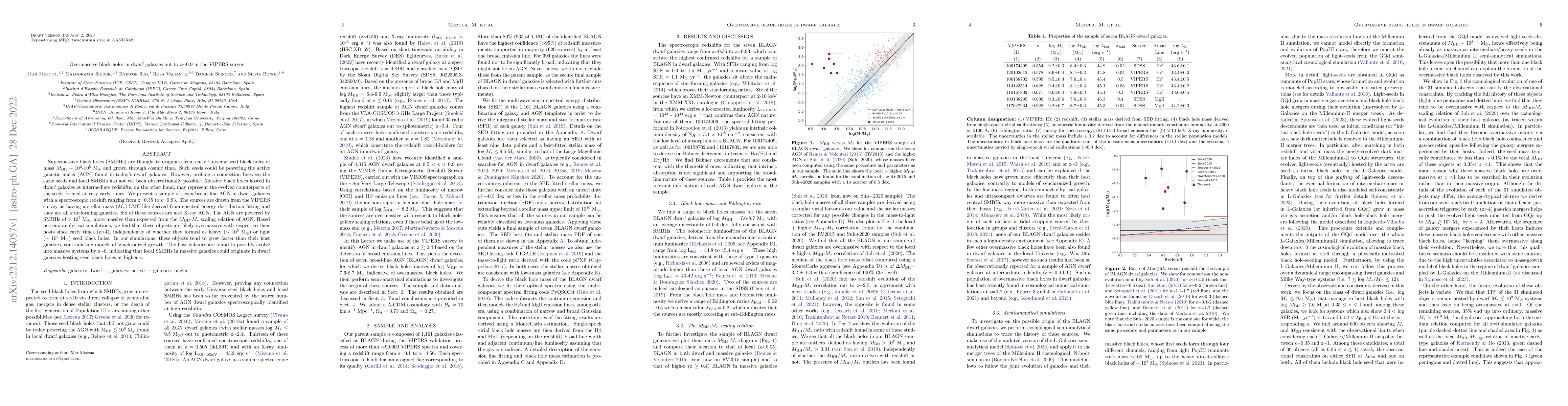 Thumbnail for Overmassive black holes in dwarf galaxies out to z$\sim$0.9 in the
  VIPERS survey