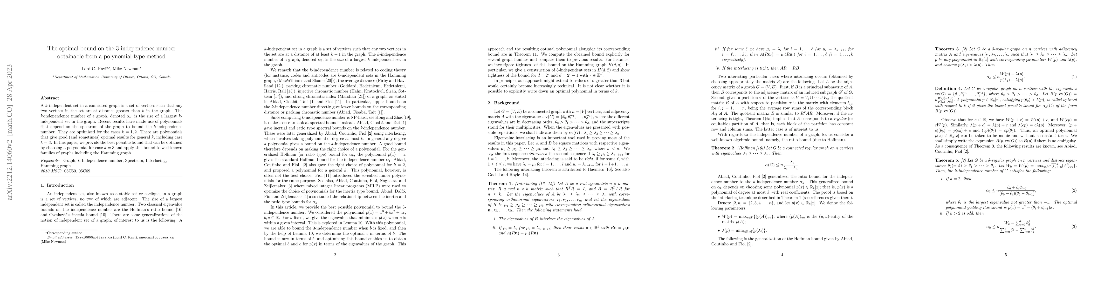 Thumbnail for The optimal bound on the 3-independence number obtainable from a
  polynomial-type method