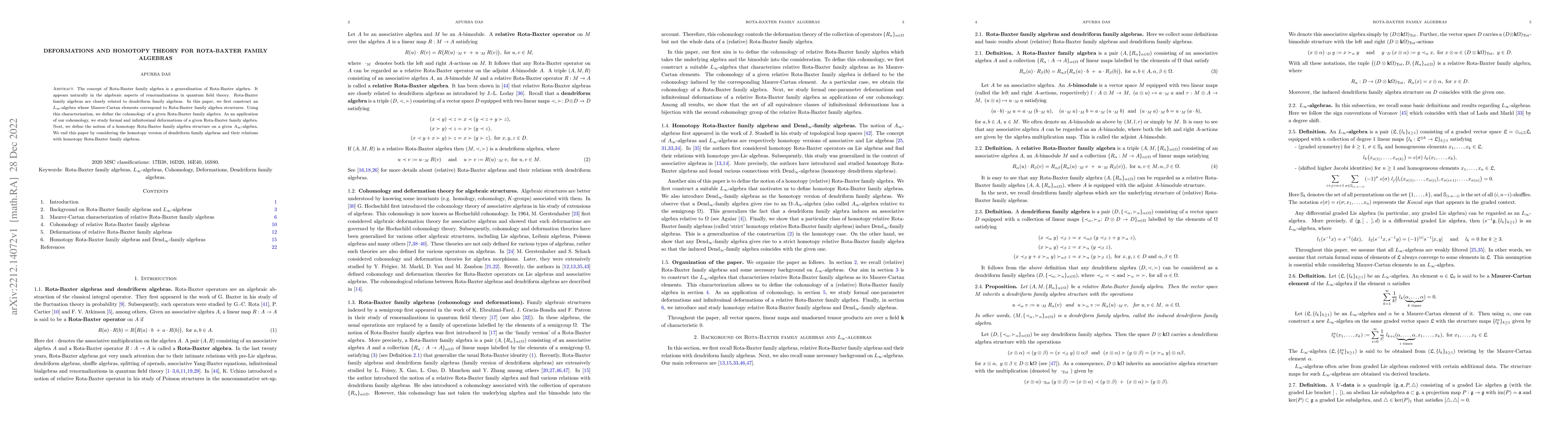 Thumbnail for Deformations and homotopy theory for Rota-Baxter family algebras