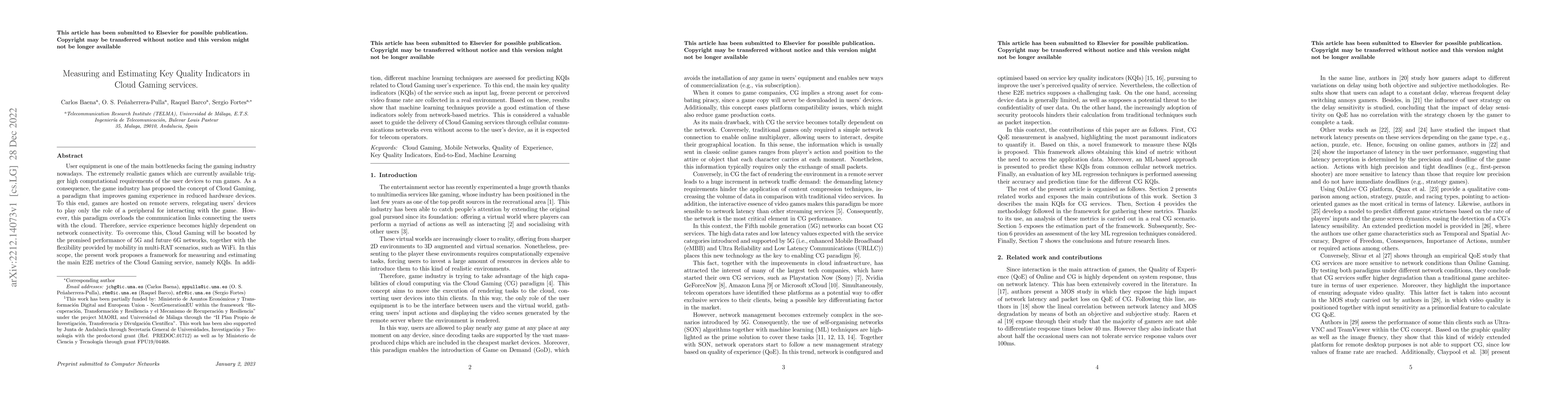 Thumbnail for Measuring and Estimating Key Quality Indicators in Cloud Gaming services