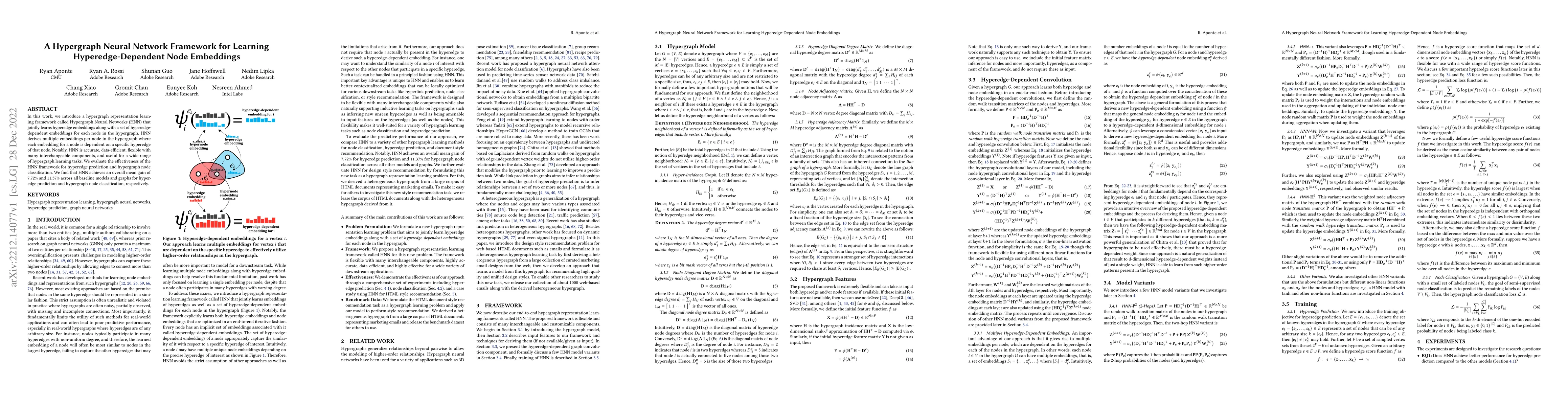 Thumbnail for A Hypergraph Neural Network Framework for Learning Hyperedge-Dependent
  Node Embeddings