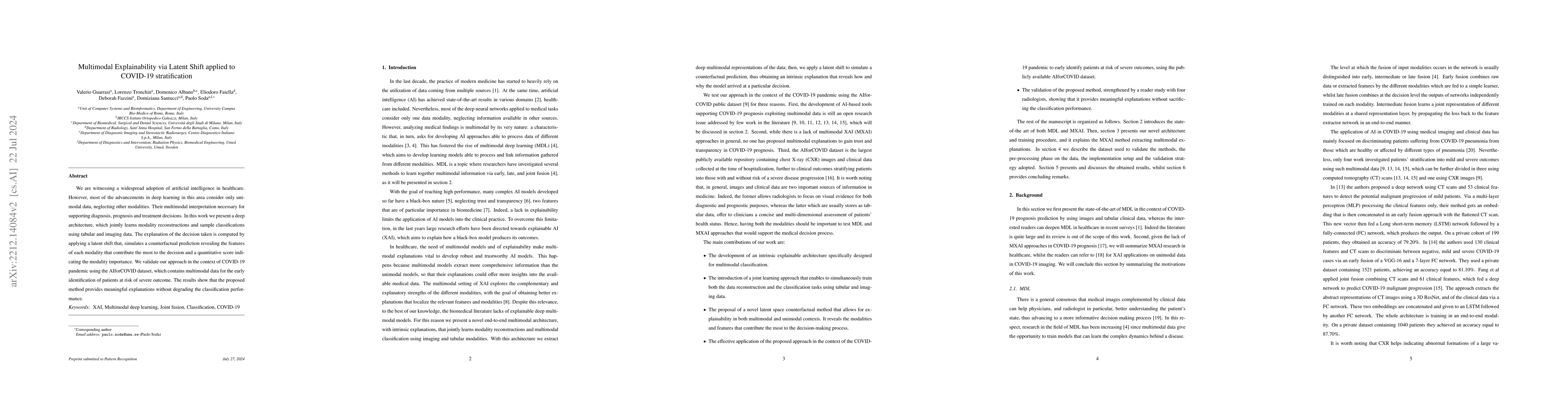 Thumbnail for Multimodal Explainability via Latent Shift applied to COVID-19
  stratification
