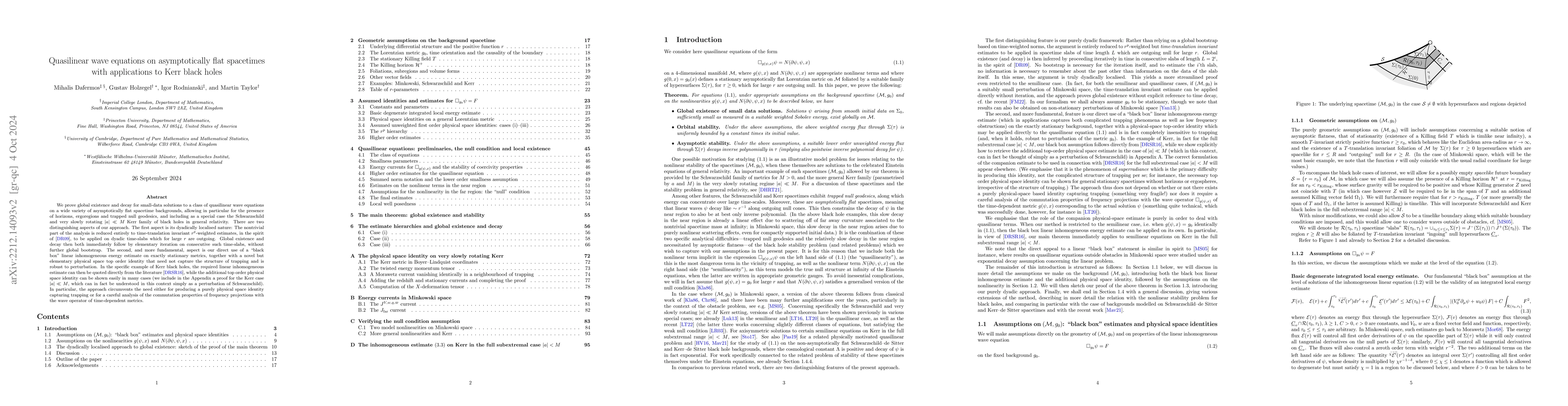 Thumbnail for Quasilinear wave equations on asymptotically flat spacetimes with
  applications to Kerr black holes