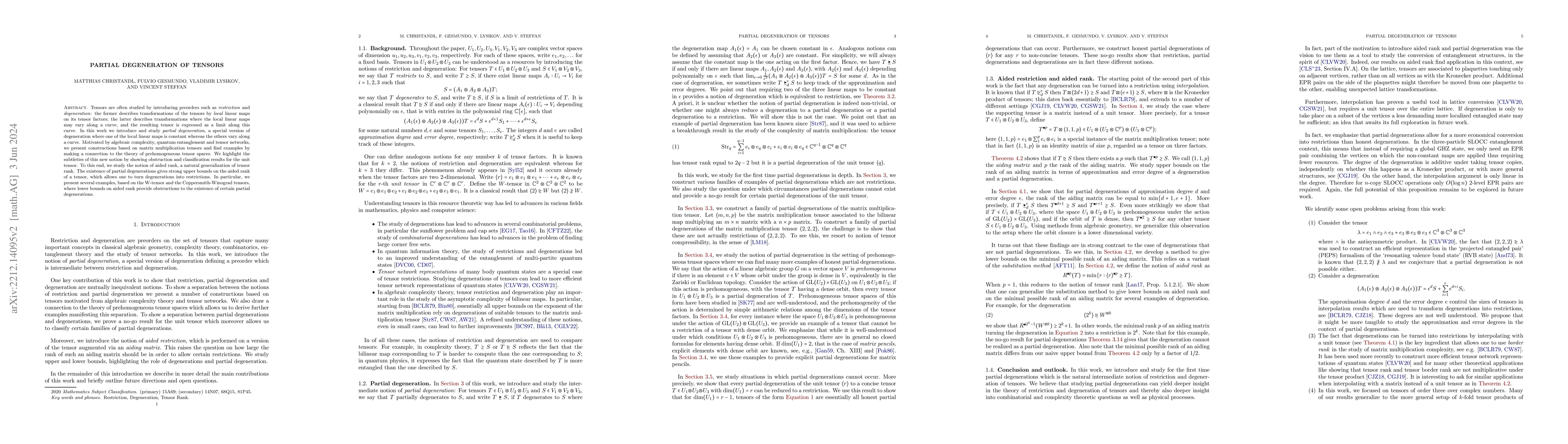 Thumbnail for Partial Degeneration of Tensors