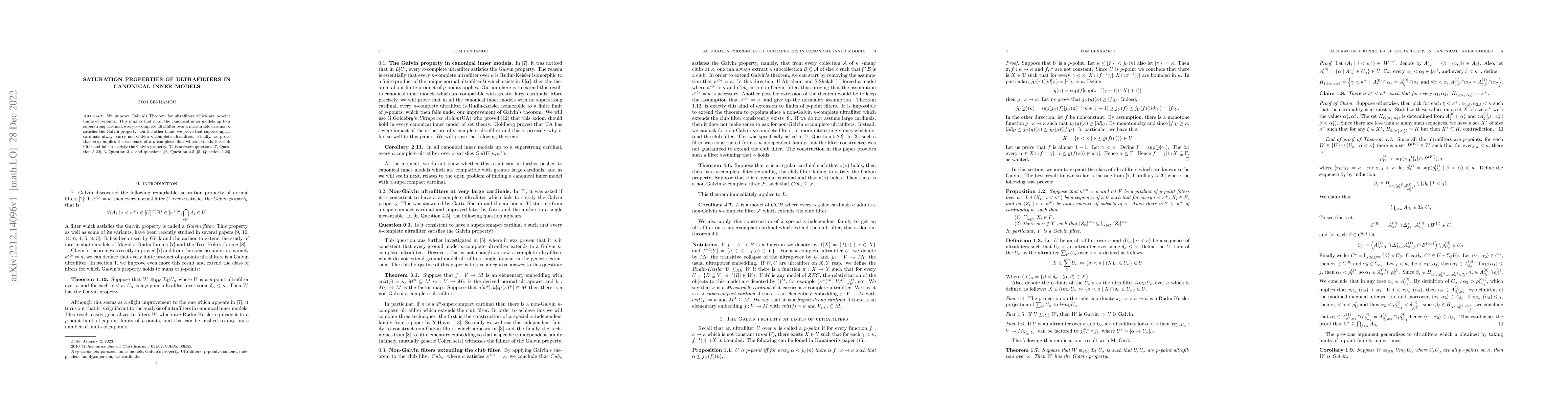 Thumbnail for Saturation Properties of Ultrafilters in Canonical Inner Models