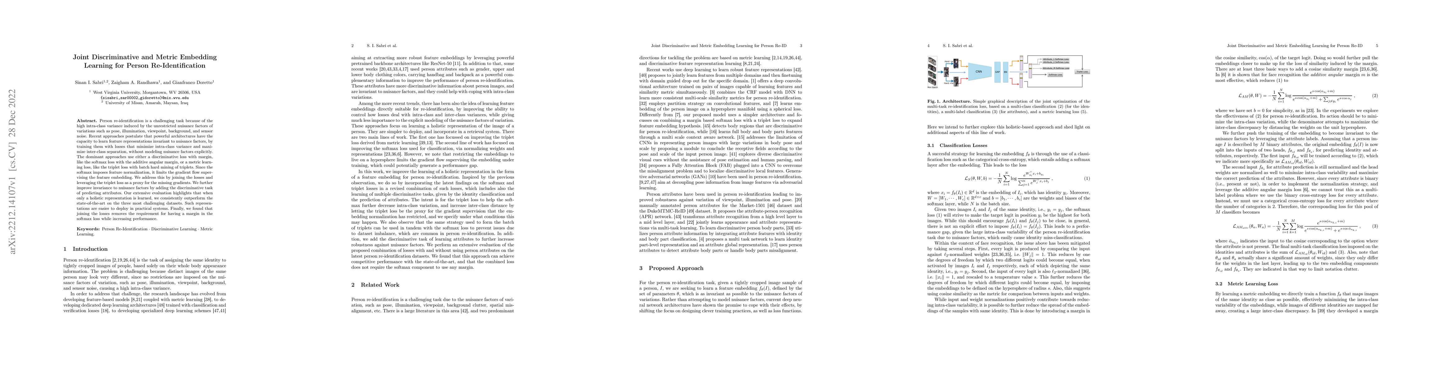 Thumbnail for Joint Discriminative and Metric Embedding Learning for Person
  Re-Identification