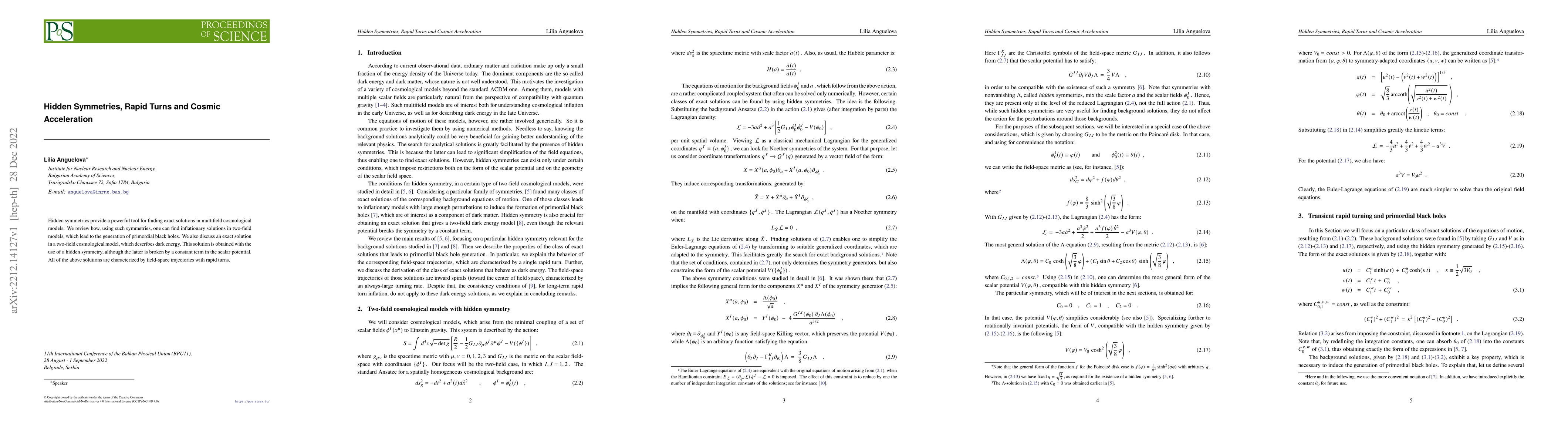 Thumbnail for Hidden Symmetries, Rapid Turns and Cosmic Acceleration