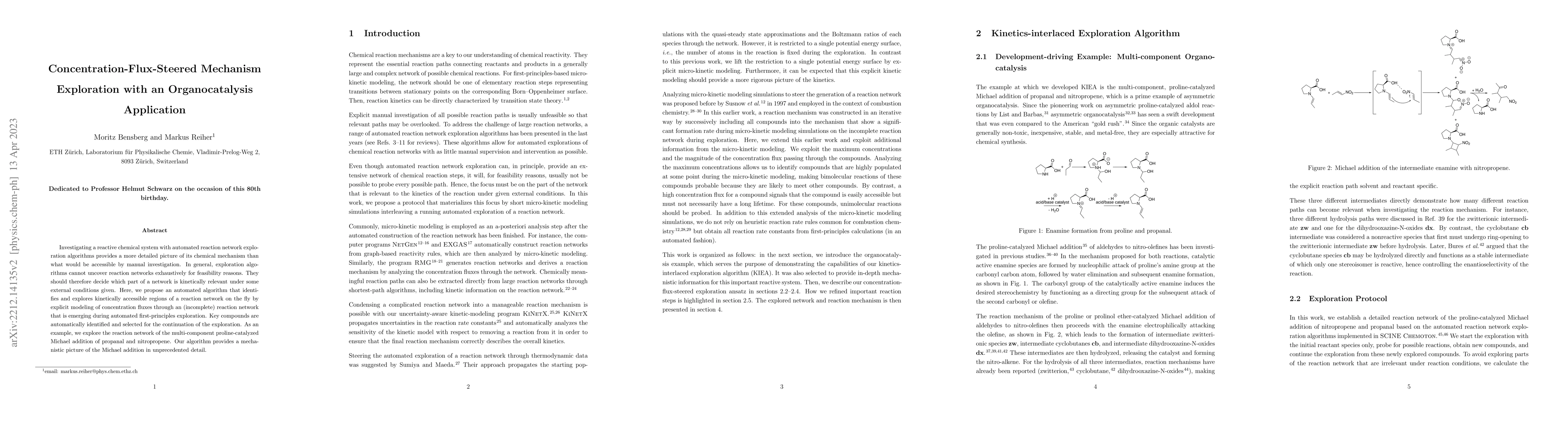 Thumbnail for Concentration-Flux-Steered Mechanism Exploration with an Organocatalysis
  Application
