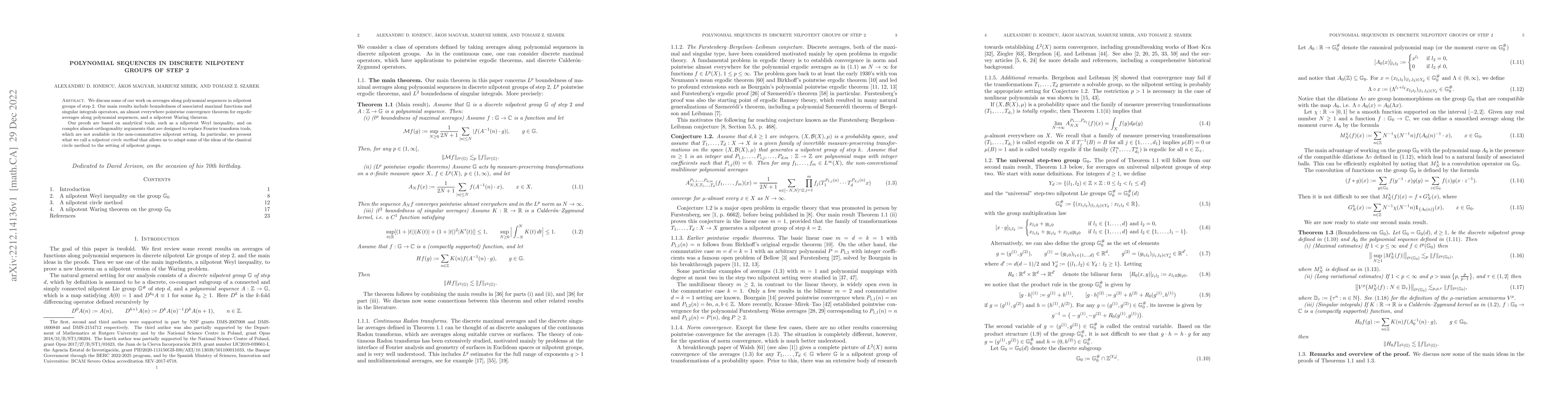 Thumbnail for Polynomial sequences in discrete nilpotent groups of step 2