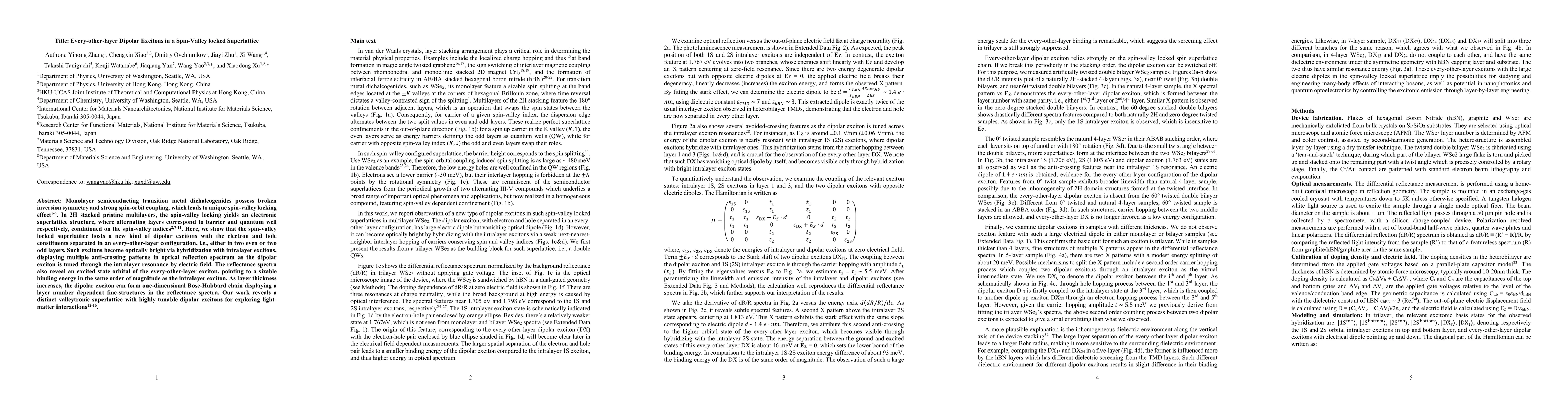 Thumbnail for Every-other-layer Dipolar Excitons in a Spin-Valley locked Superlattice