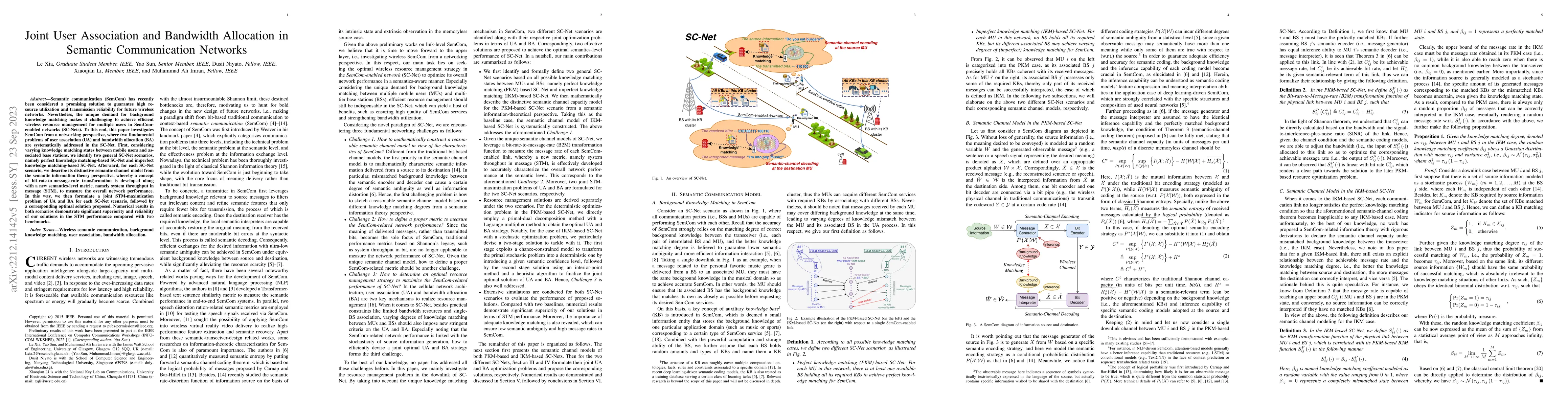 Thumbnail for Joint User Association and Bandwidth Allocation in Semantic
  Communication Networks