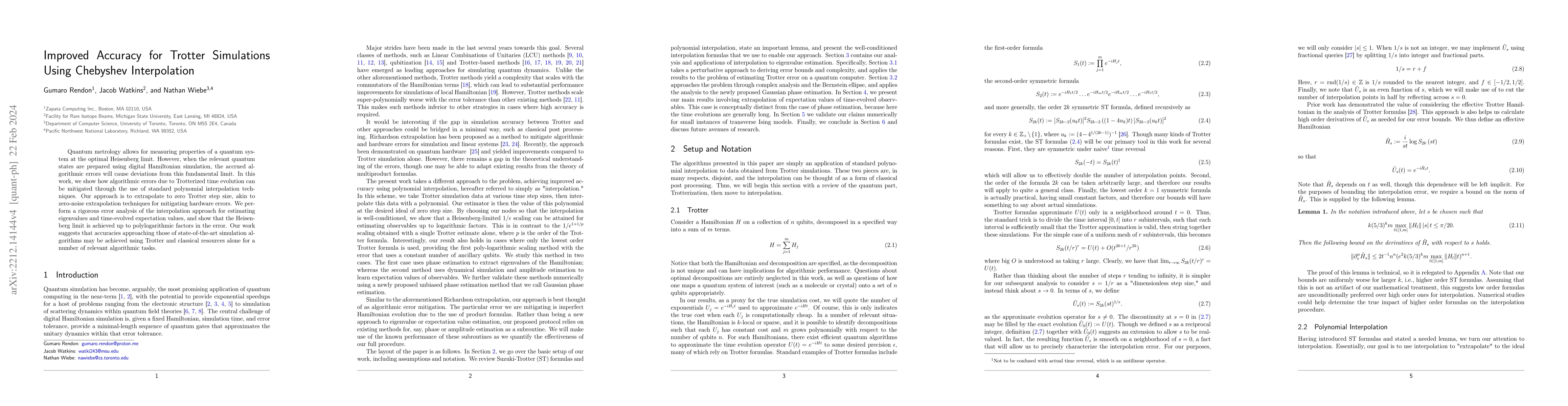 Thumbnail for Improved Accuracy for Trotter Simulations Using Chebyshev Interpolation