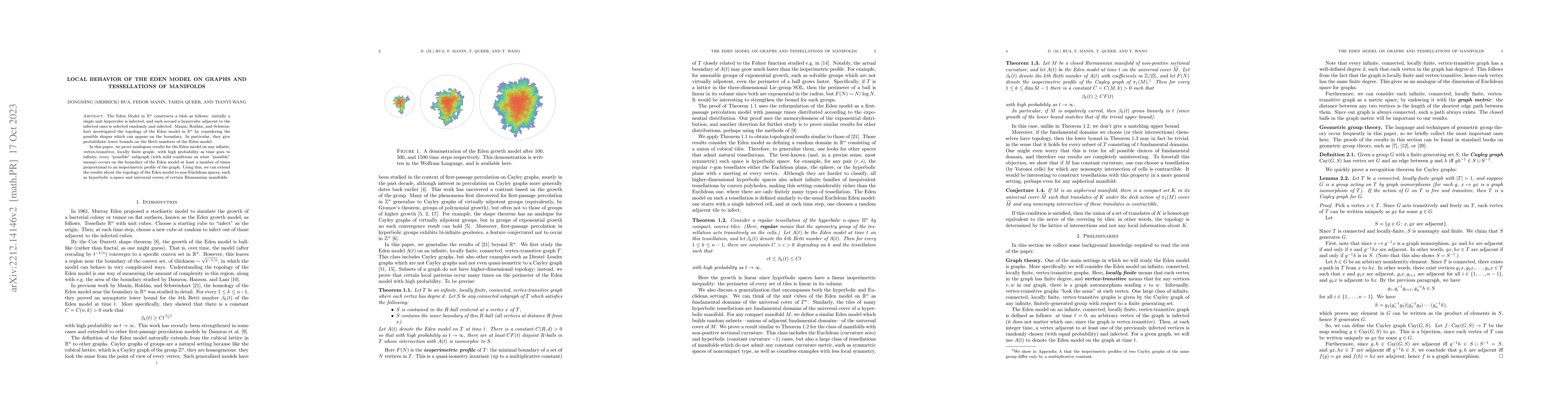 Thumbnail for Local behavior of the Eden model on graphs and tessellations of
  manifolds