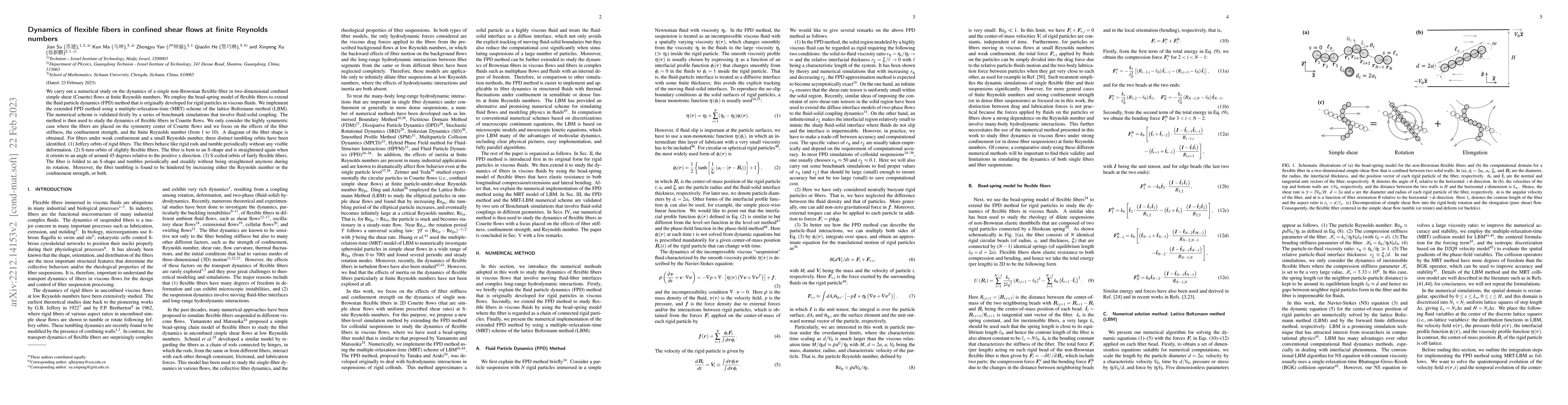 Thumbnail for Dynamics of flexible fibers in confined shear flows at finite Reynolds
  numbers