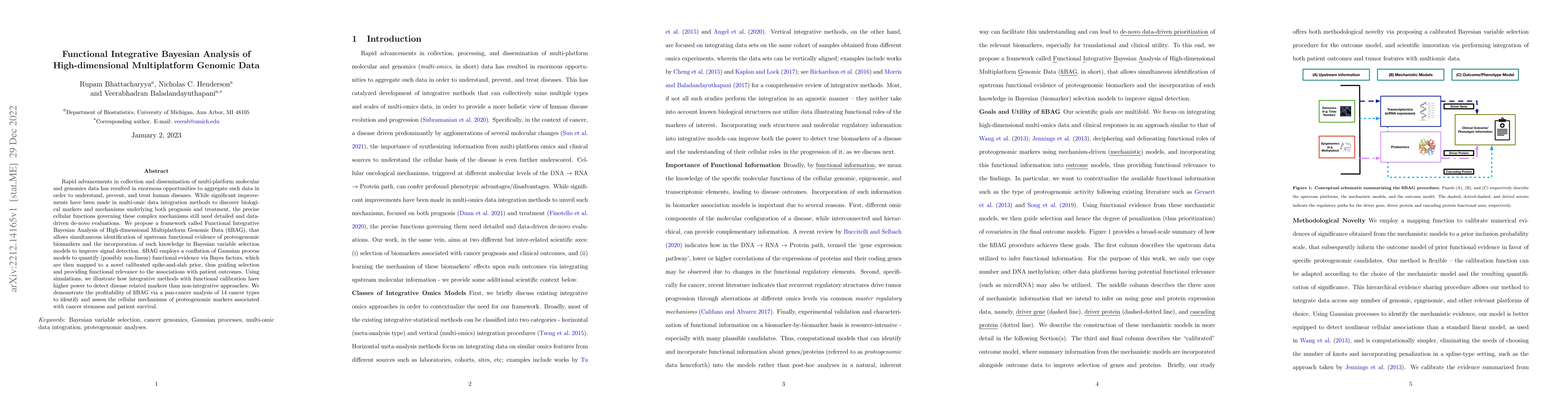 Thumbnail for Functional Integrative Bayesian Analysis of High-dimensional
  Multiplatform Genomic Data