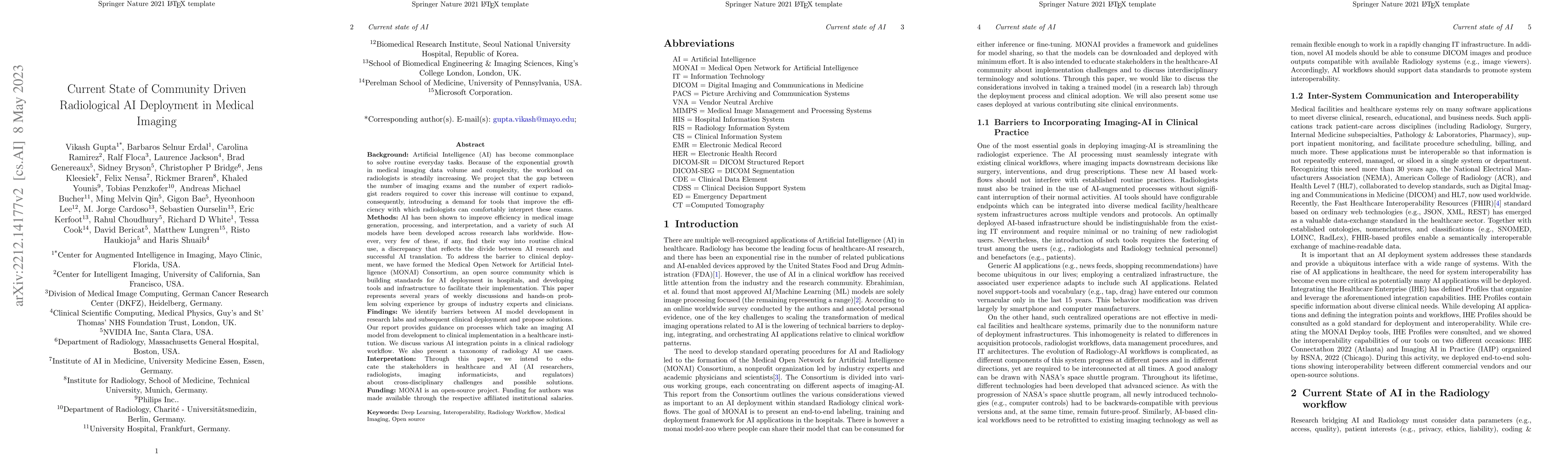 Thumbnail for Current State of Community-Driven Radiological AI Deployment in Medical
  Imaging