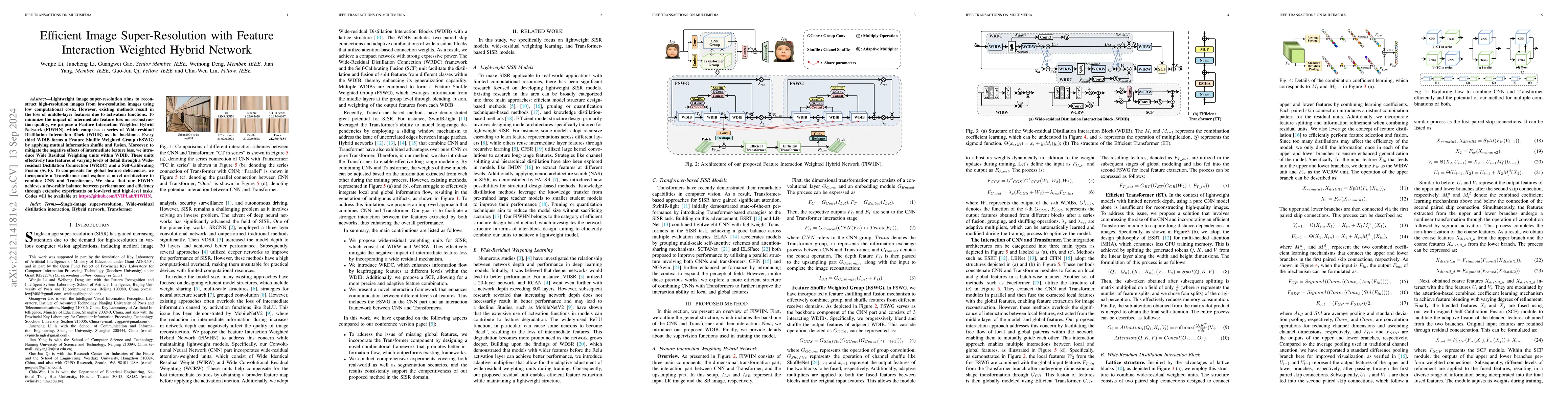 Thumbnail for Efficient Image Super-Resolution with Feature Interaction Weighted
  Hybrid Network
