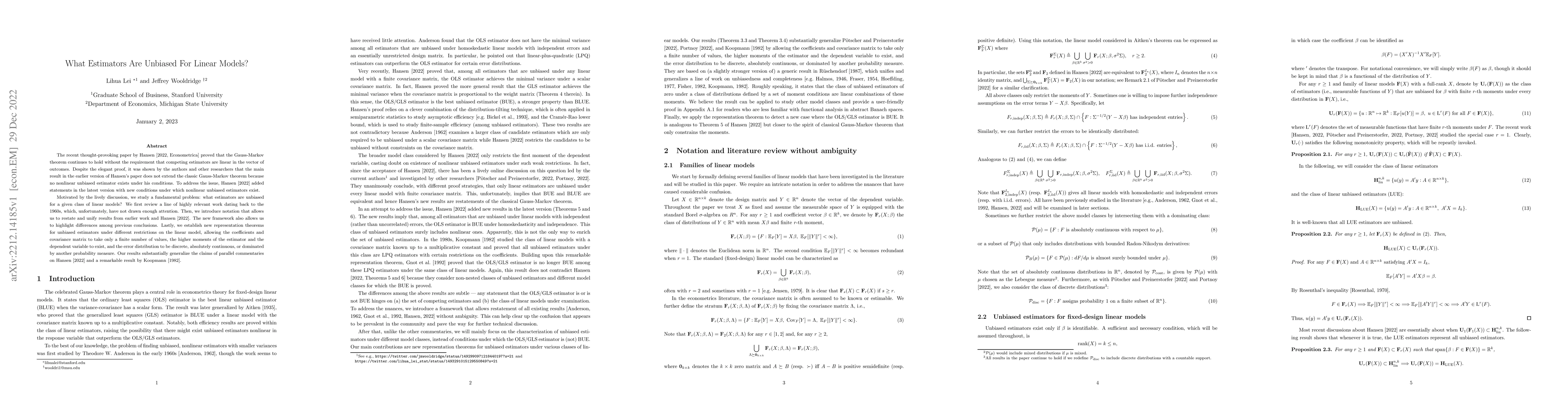 Thumbnail for What Estimators Are Unbiased For Linear Models?