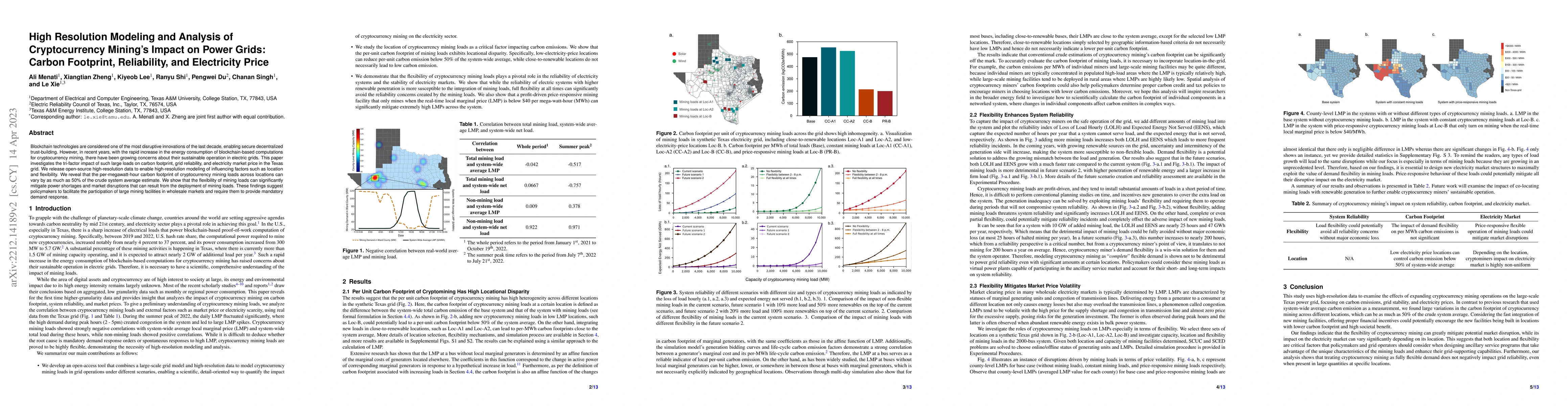 Thumbnail for High Resolution Modeling and Analysis of Cryptocurrency Mining's Impact
  on Power Grids: Carbon Footprint, Reliability, and Electricity Price