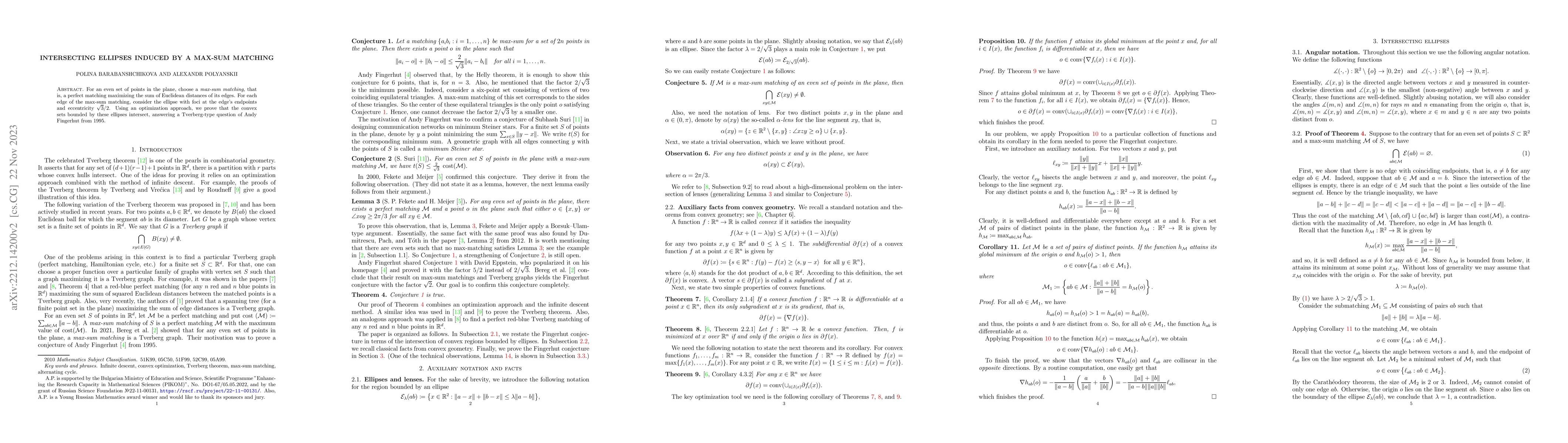 Thumbnail for Intersecting ellipses induced by a max-sum matching