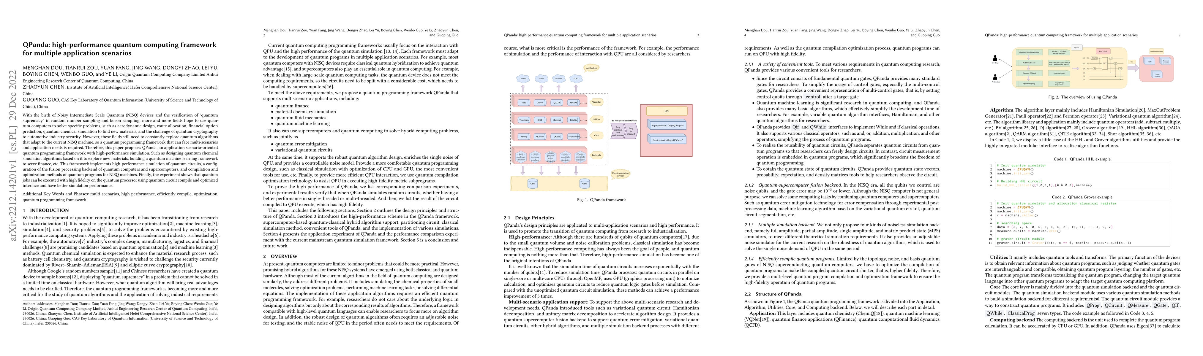 Thumbnail for QPanda: high-performance quantum computing framework for multiple
  application scenarios