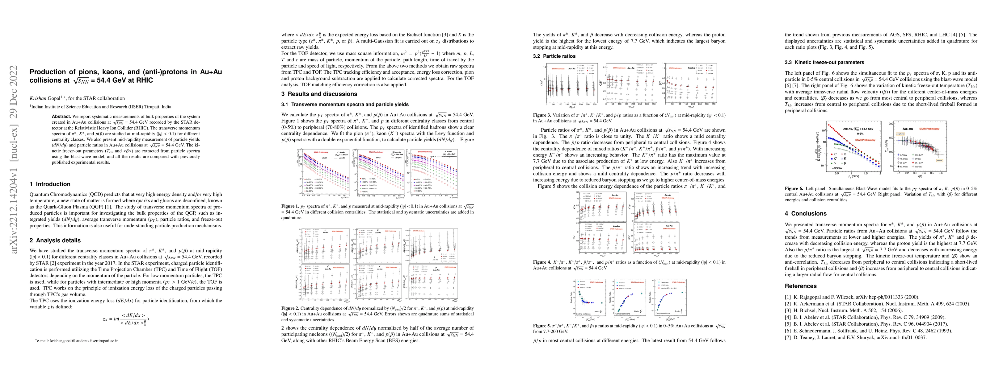 Thumbnail for Production of pions, kaons, and (anti-)protons in Au+Au collisions at
  $\sqrt{s_{NN}}$ = 54.4 GeV at RHIC
