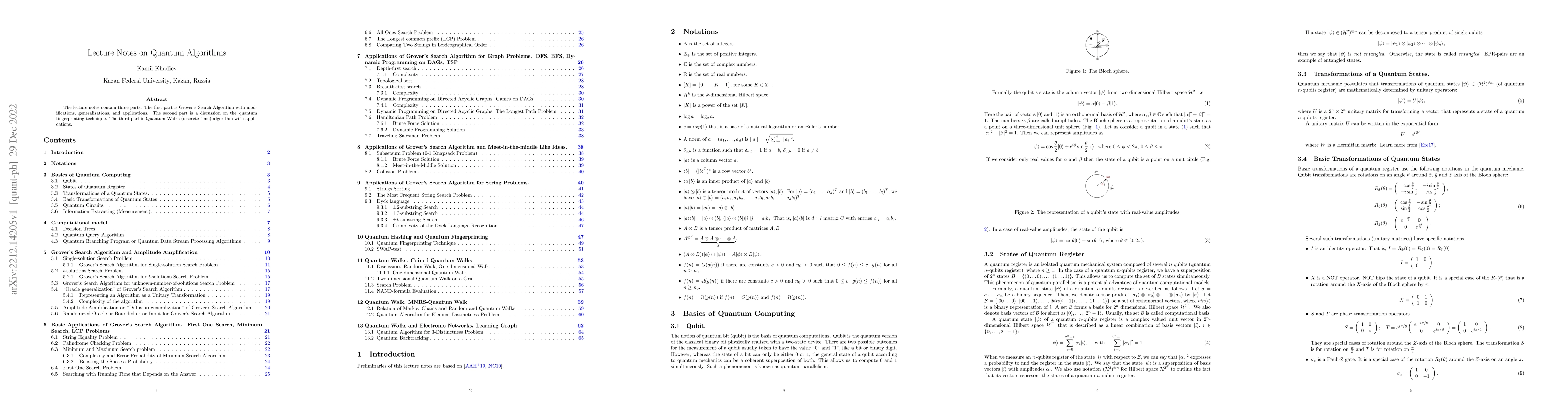 Thumbnail for Lecture Notes on Quantum Algorithms